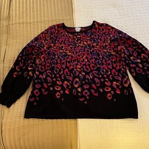 Chico's colorful animal print long sleeve sweater
